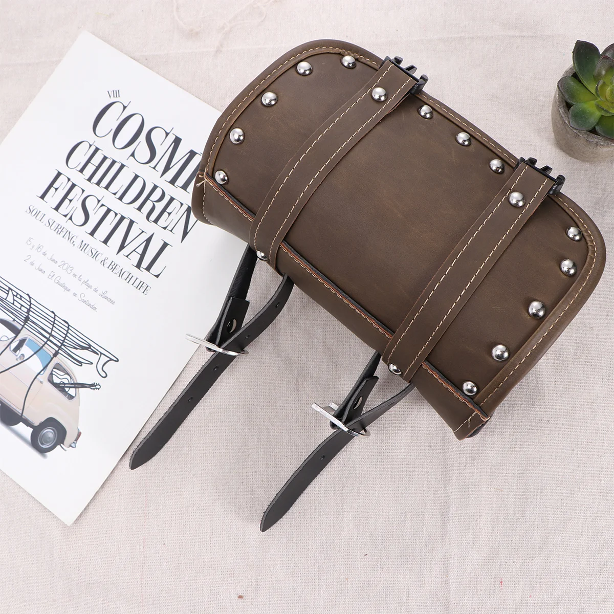 

Universal Motorcycle Saddlebag Waterproof Green Synthetic Round Storage Tool Bag Durable Side Bag for Motorcycles