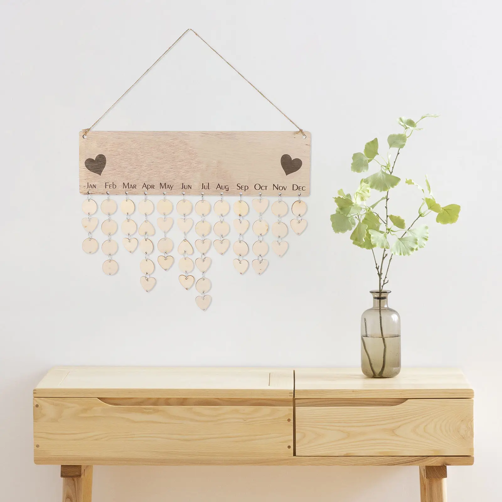 

Настенный деревянный календарь-плакат для семьи: доска для напоминаний о днях рождения, лунный календарь, прозрачный дисплей, настенное крепление