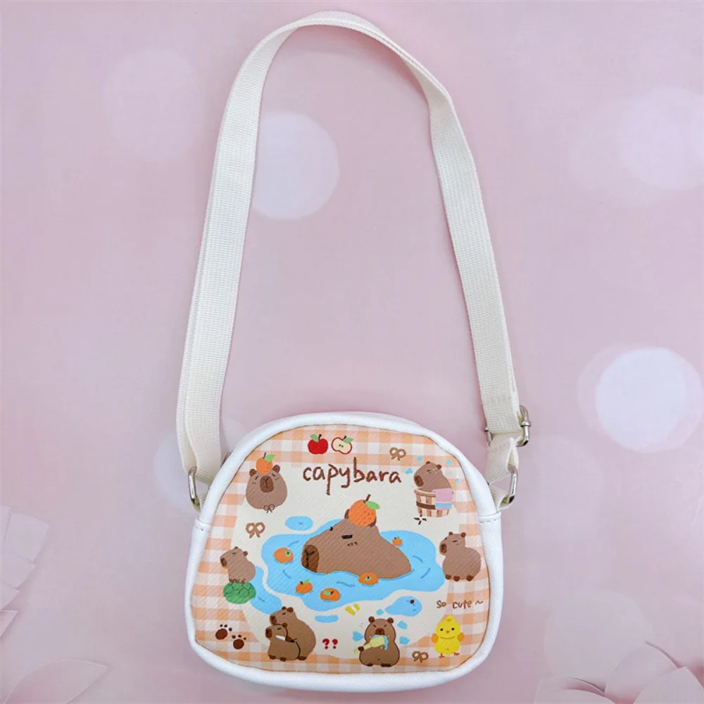 Borsa a tracolla Capybara in pelle PU Cinghie regolabili Borsa a tracolla in cartone animato mandarino Piscina impermeabile Borsa per animali Kawaii Quotidiano