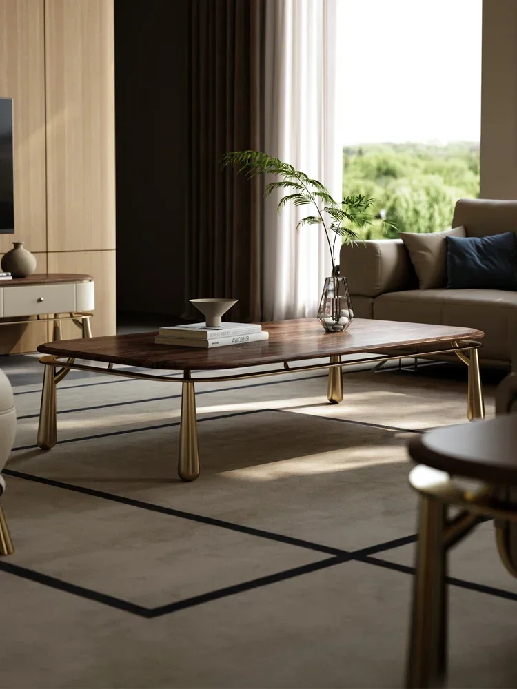 

Легкий роскошный чайный столик из массива дерева, ореховая вилла, особняк для гостиной, художественный прямоугольный чайный столик