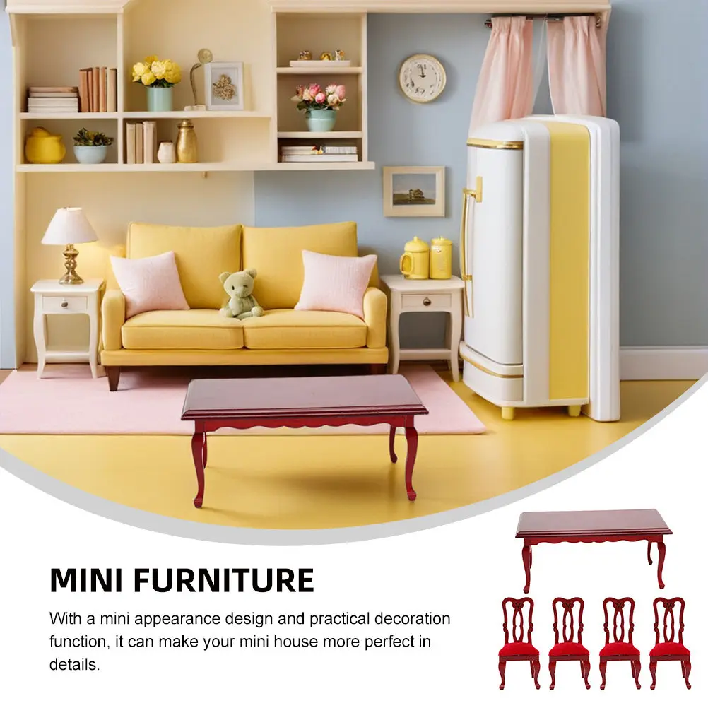 

1 set Miniature Table Chairs Vintage Dining Set Tiny Homes Accessories Retro Style Mini Furniture 1 12 Scale Toy