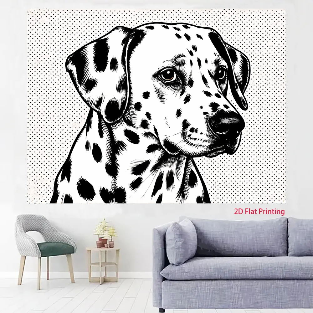 Cute Dog Dalmatian Pet Wall Tapestry Canvas Art Home Decor Bohemian Boho Living Room Backdrop Print Polyester Poster Gift for