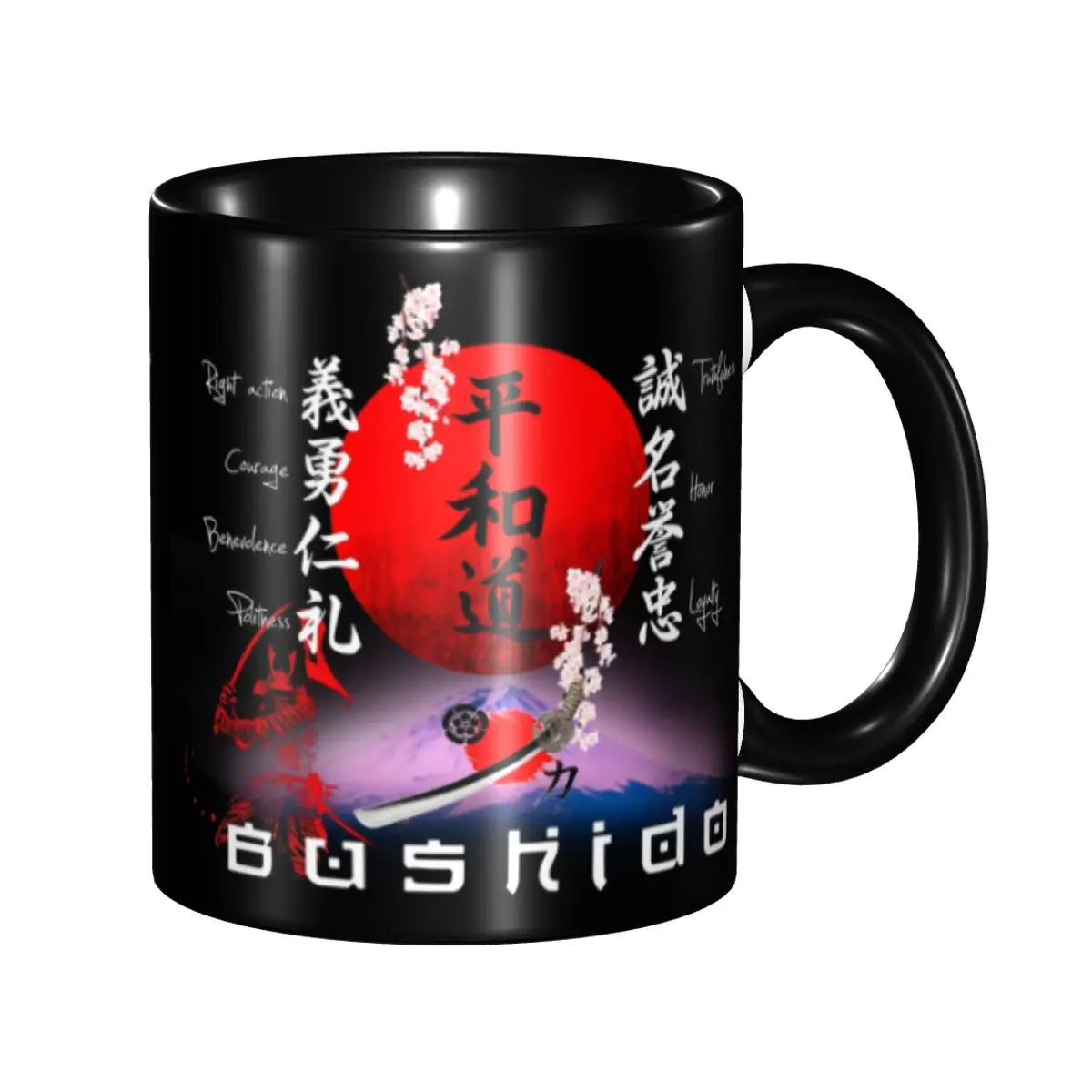 

Aikido 7 Virtues Of Bushido Budo Martial Arts Mug Personalized Ceramic Coffee Mug Cup Creative Present