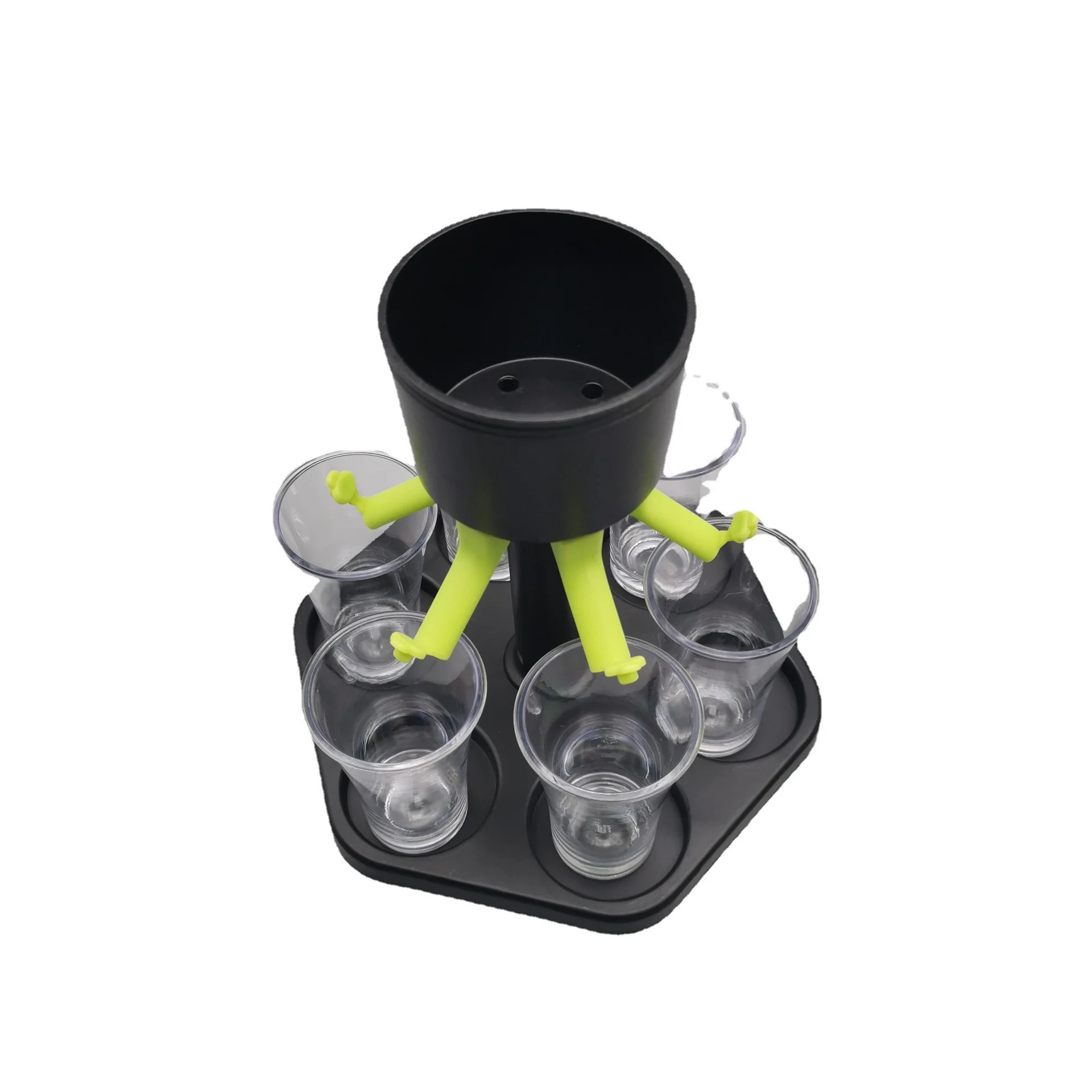 Hexagonal Fair Wine Dispenser Set, Points Glass Wine Separator, Party Liquor Pouring Distributor with Cup Tray, Creative Table B