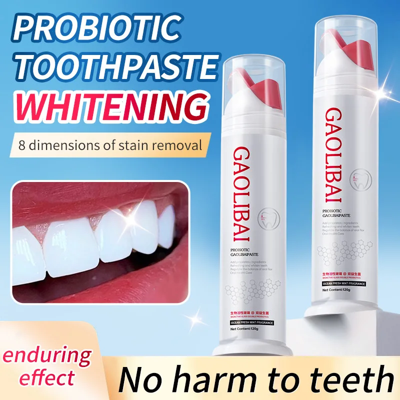 Double Whitening Probiotic Toothpaste, Seaweed Active Peptide, Remove Tobacco Stains Balance Flora, Fresh Breath 120g