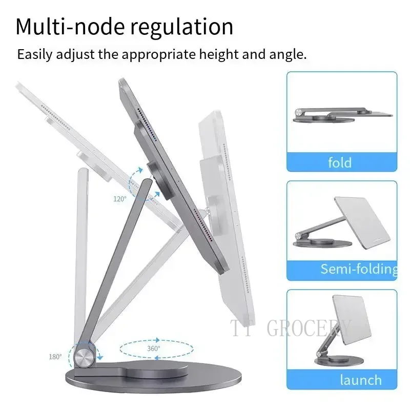 Imagem -05 - Suporte para Tablet com Rotação 360 Liga de Alumínio Suporte Magnético Suspenso Suporte de Mesa para Ipad Air Mini Pro 11 12.9 Tamanhos