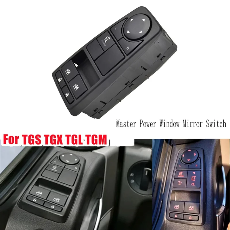 

81258067109 Master Power Window Mirror Switch For MAN TGL TGM Truck TGS TGX Window Lift Switch-A28K