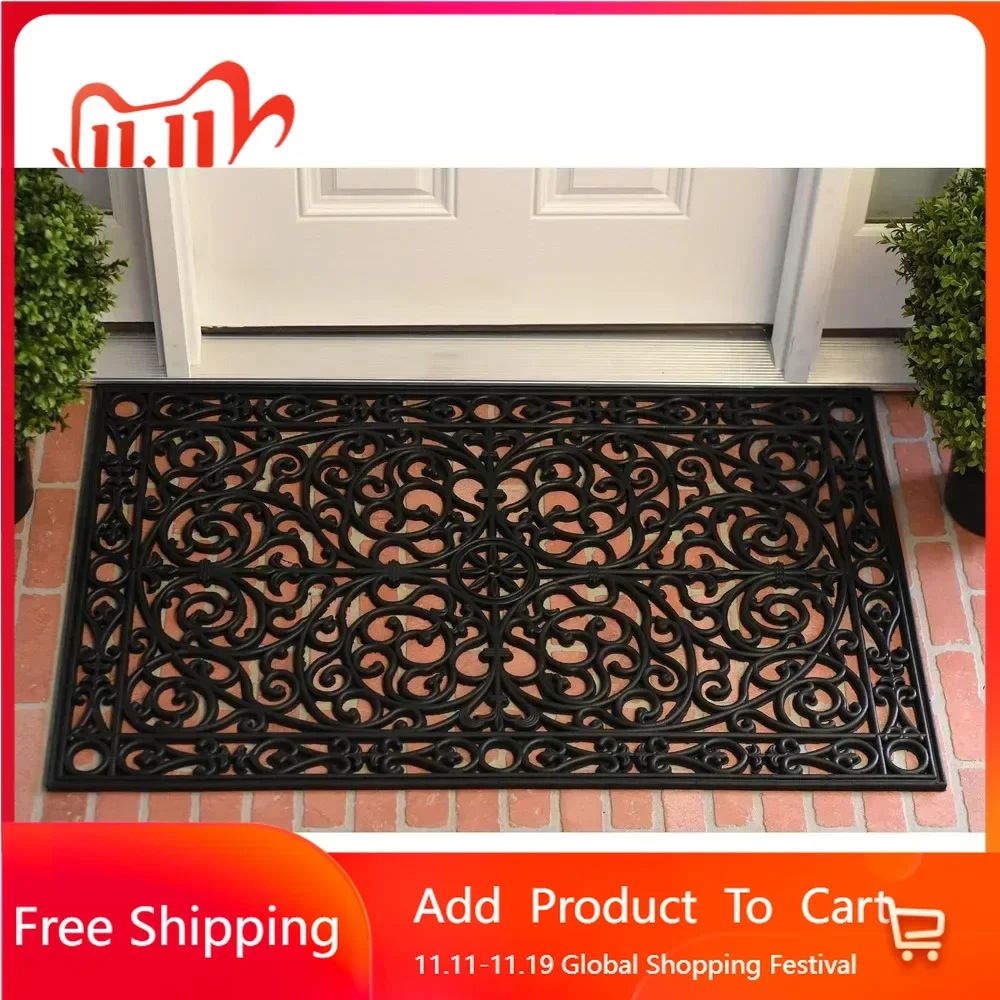 900223672 Gatsby Rubber Doormat, 3' x 6', Black