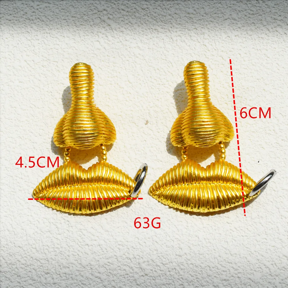 Neues Design, metallbeschichtete, lippenförmige baumelnde Ohrringe für Damen, Schmuck, Barock-Stil, Vintage-Statement-Ohrringe, Zubehör – Detail 3