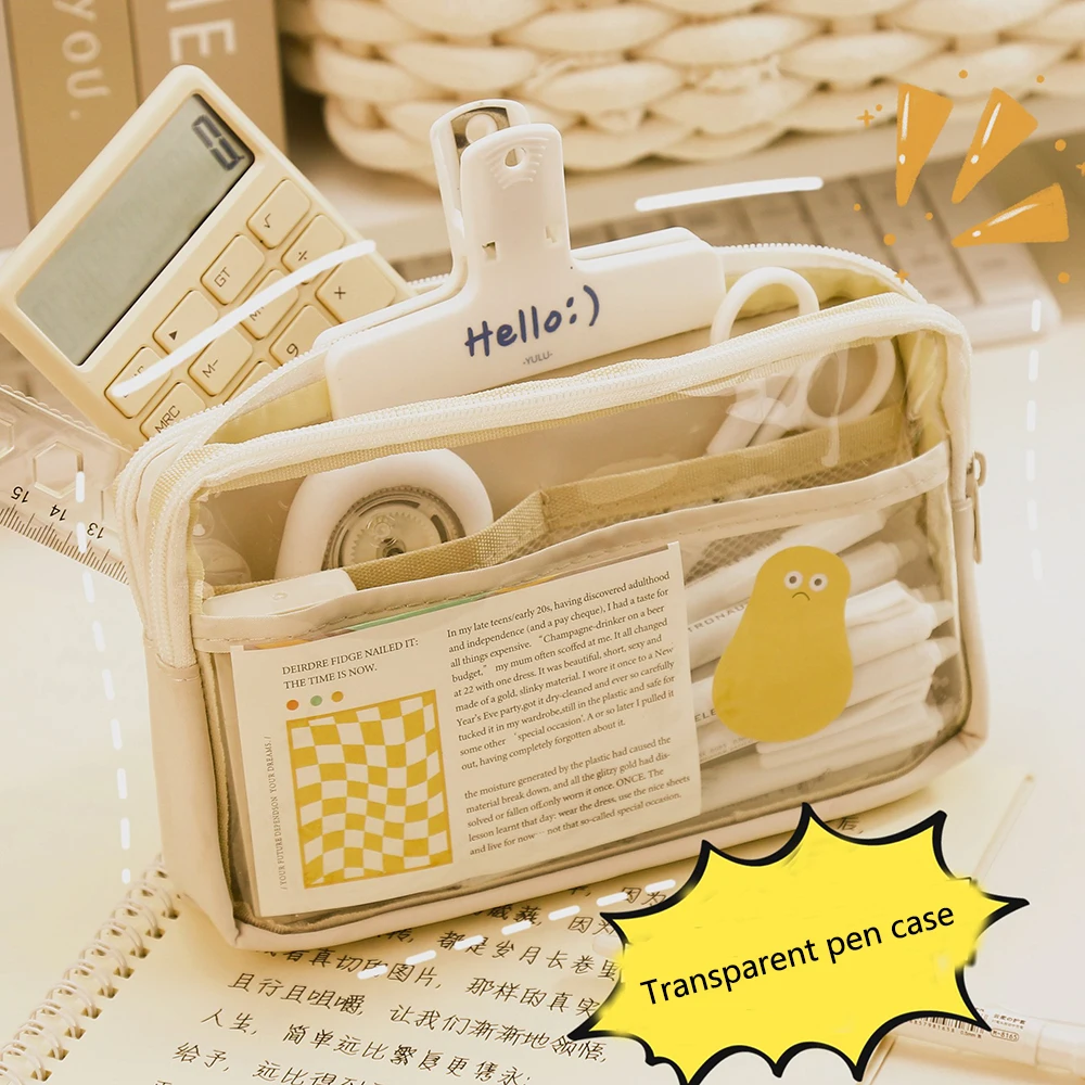 

Эстетические школьные принадлежности, большая вместительная сумка для ручек, большой пенал, прозрачная многослойная сумка-карандаш для школы