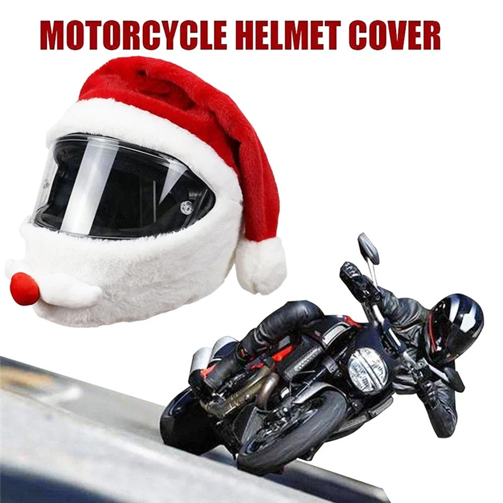 

Christmas Hat Motorcycle Helmet Cover Soft Fabric Santa Claus Hats For Full-Face Helmets Classic Red Santa Hat Helmet Cover Hat