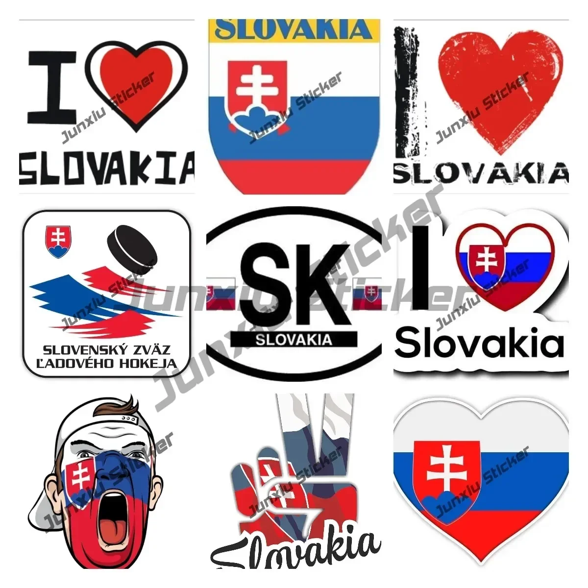 

Slovakia Flag Map Sticker Country Code SK Sticker Creative Cover Scratches Decal Reflective Sunscreen SUV Laptop Sticker
