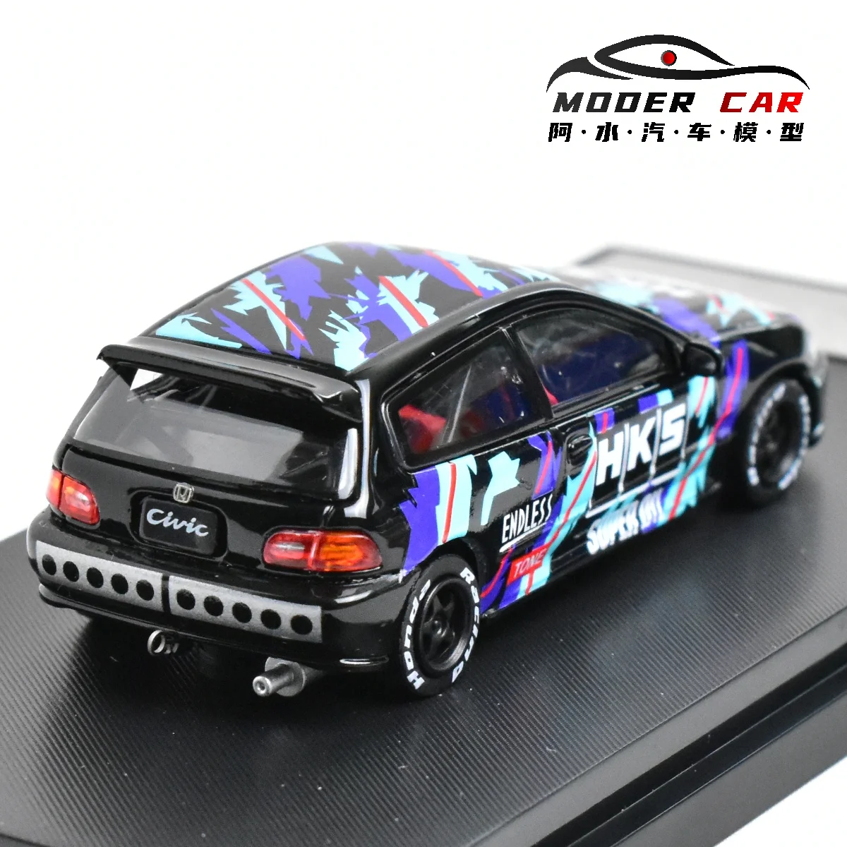 Swシビックダイキャストモデルカー、eg6 hks、1:64