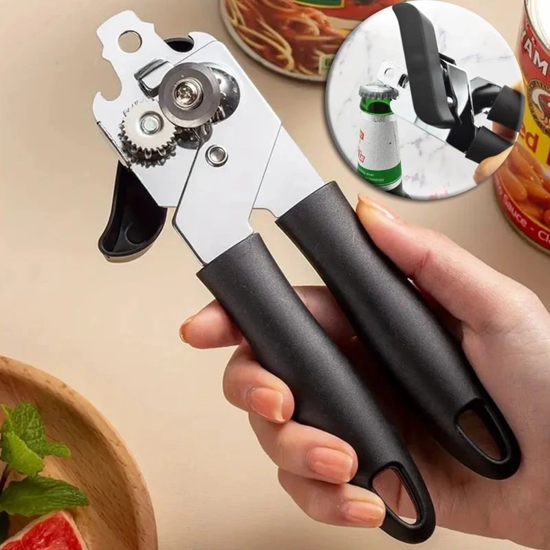 Stainless Steel Beer Handle Can Opener Professional Iron Manual Can Opener New Multifunctional Bottle Cans Kitchen Gadgets 2025