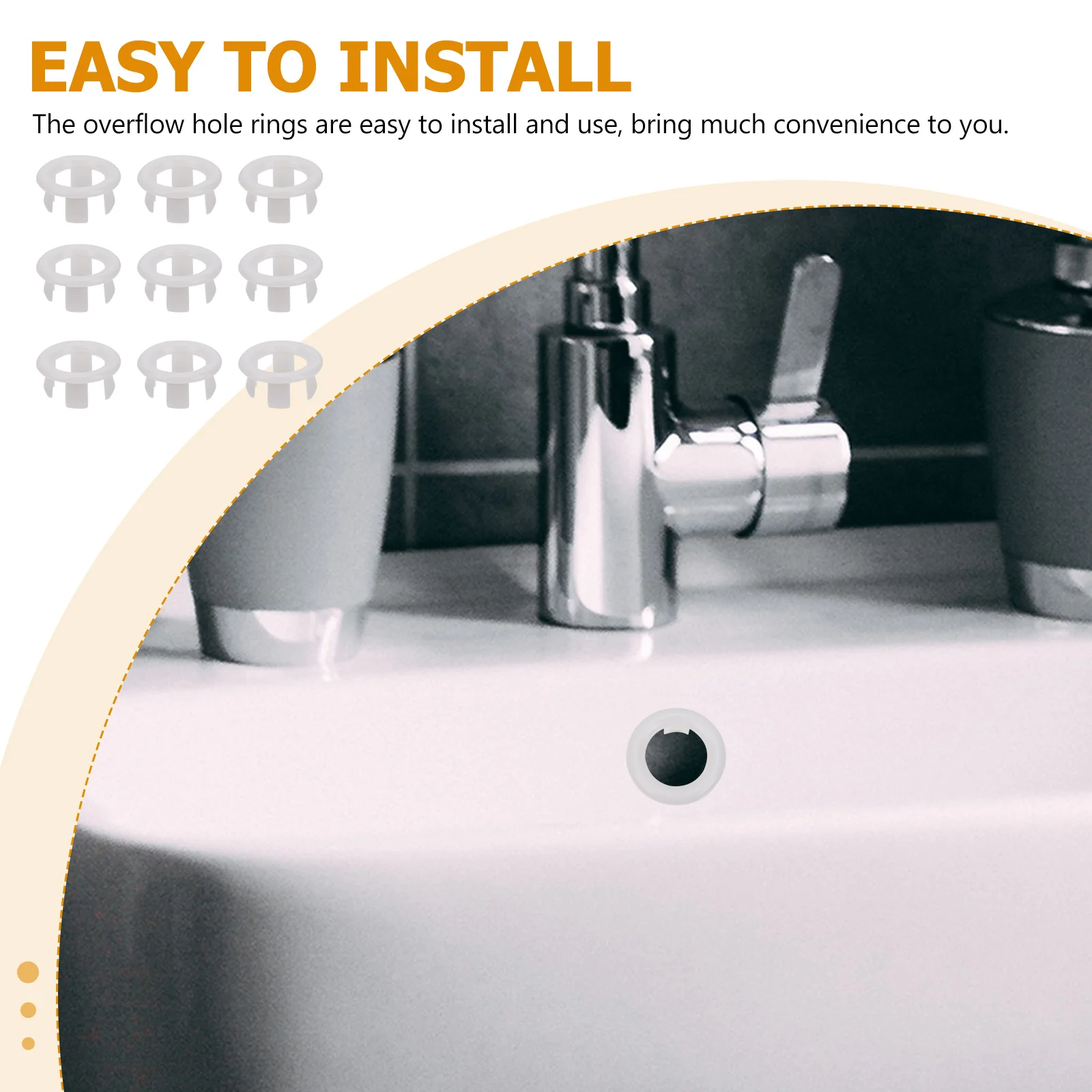 

60pcs Overflow Ring For Bathtub Sink Wash Basin Kitchen Bathroom Accessories Durable Hollow Cover Sanitary Replacement Parts