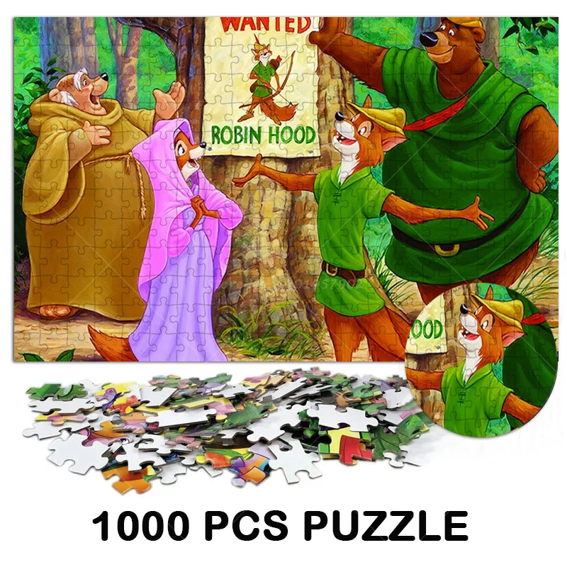 1000PCS Disney Puzzle Robin Hood Cartoon Jigsaw Puzzle Family Games Toy Wooden Puzzle Decompression Educational Toys For Child