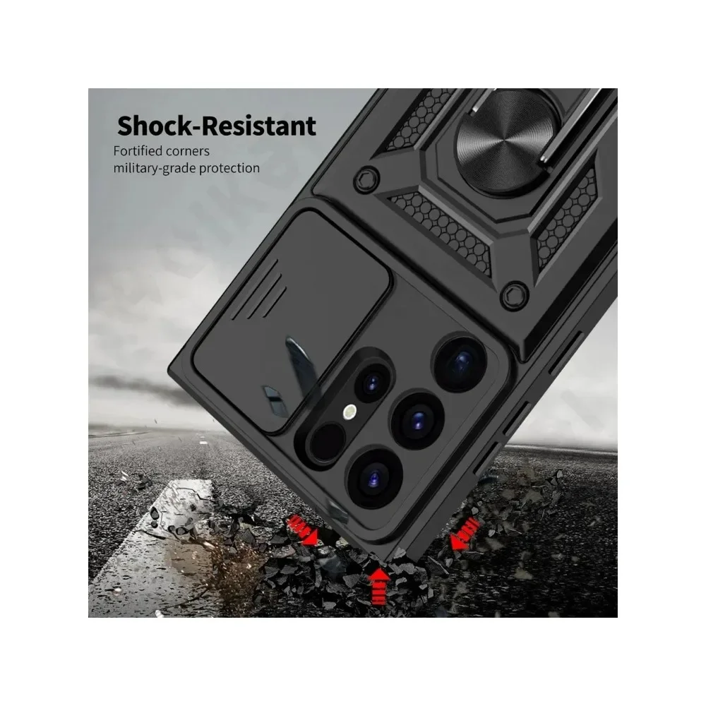 Case For Samsung S24 S23 S22 Ultra S21 S20 FE Galaxy A25 A35 A54 A14 5G Camera Lens Cover Phone Ring Stand Armor rotate Cover image 4