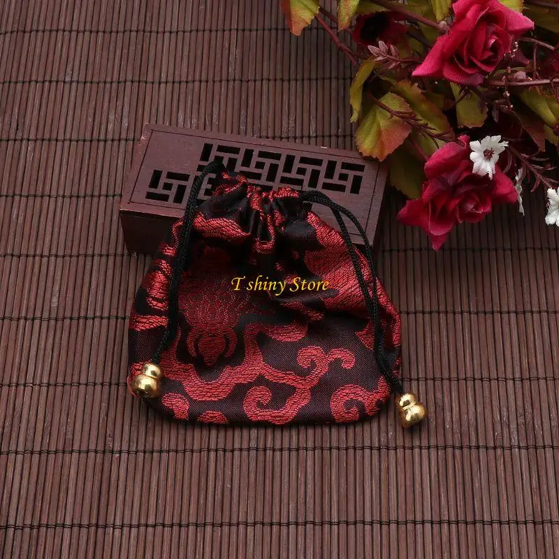 

N58F Chinese Embroidery Bag Premium Jewelry Silk Drawstring Gift Bags for Party