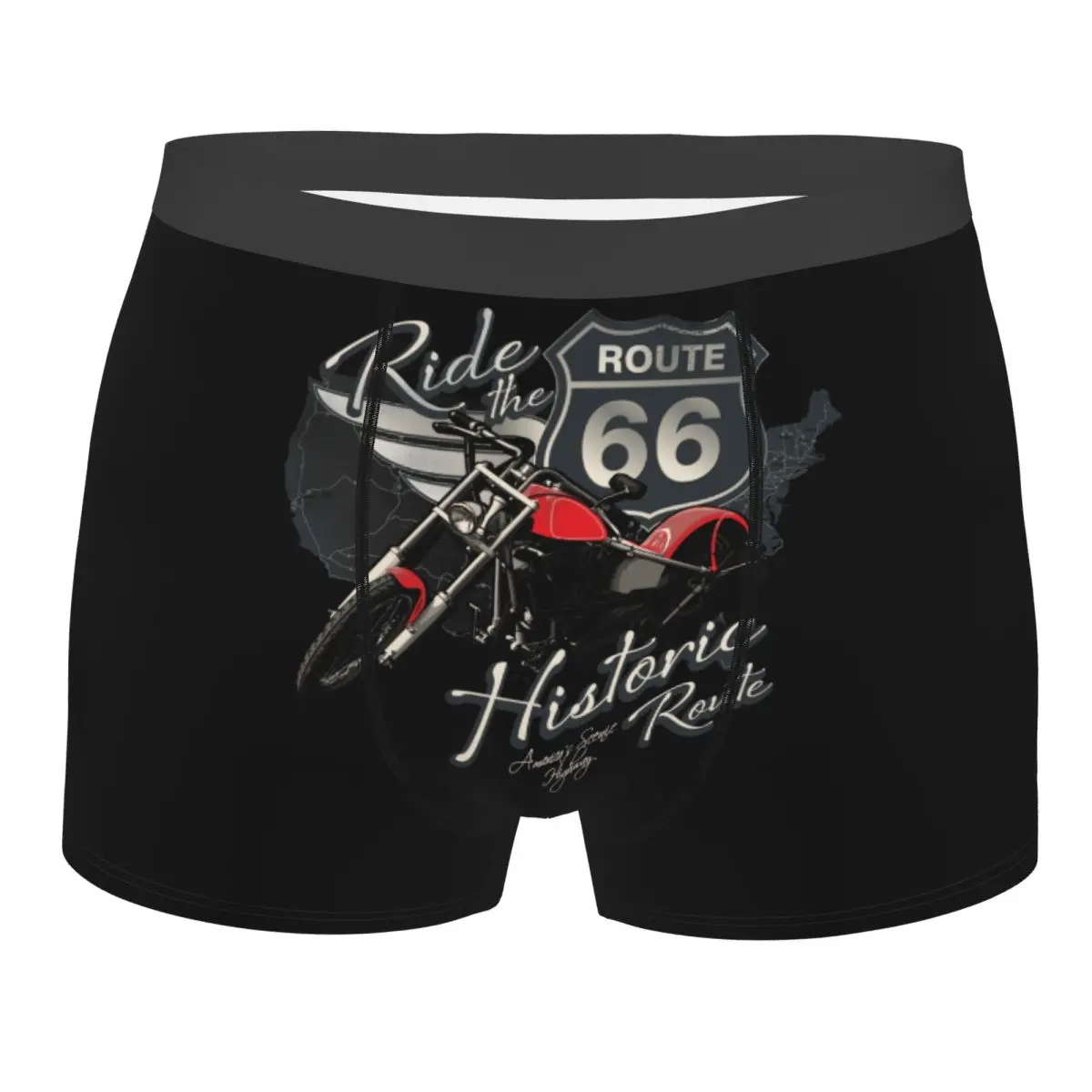 Custom Travel Motorcycle Ride Route 66 Boxer Shorts For Men US Numbered Highways Underwear Panties Briefs Stretch Underpants