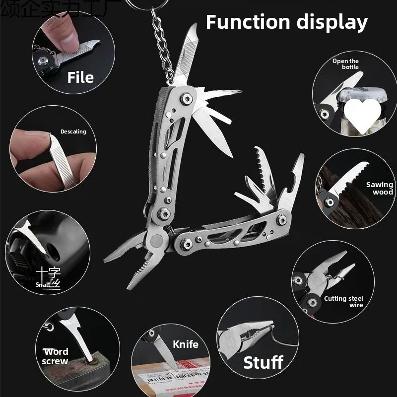 Multi-tool pliers, vises, wire cutters, outdoor mini screwdrivers, knives, saws, bottle openers, key rings