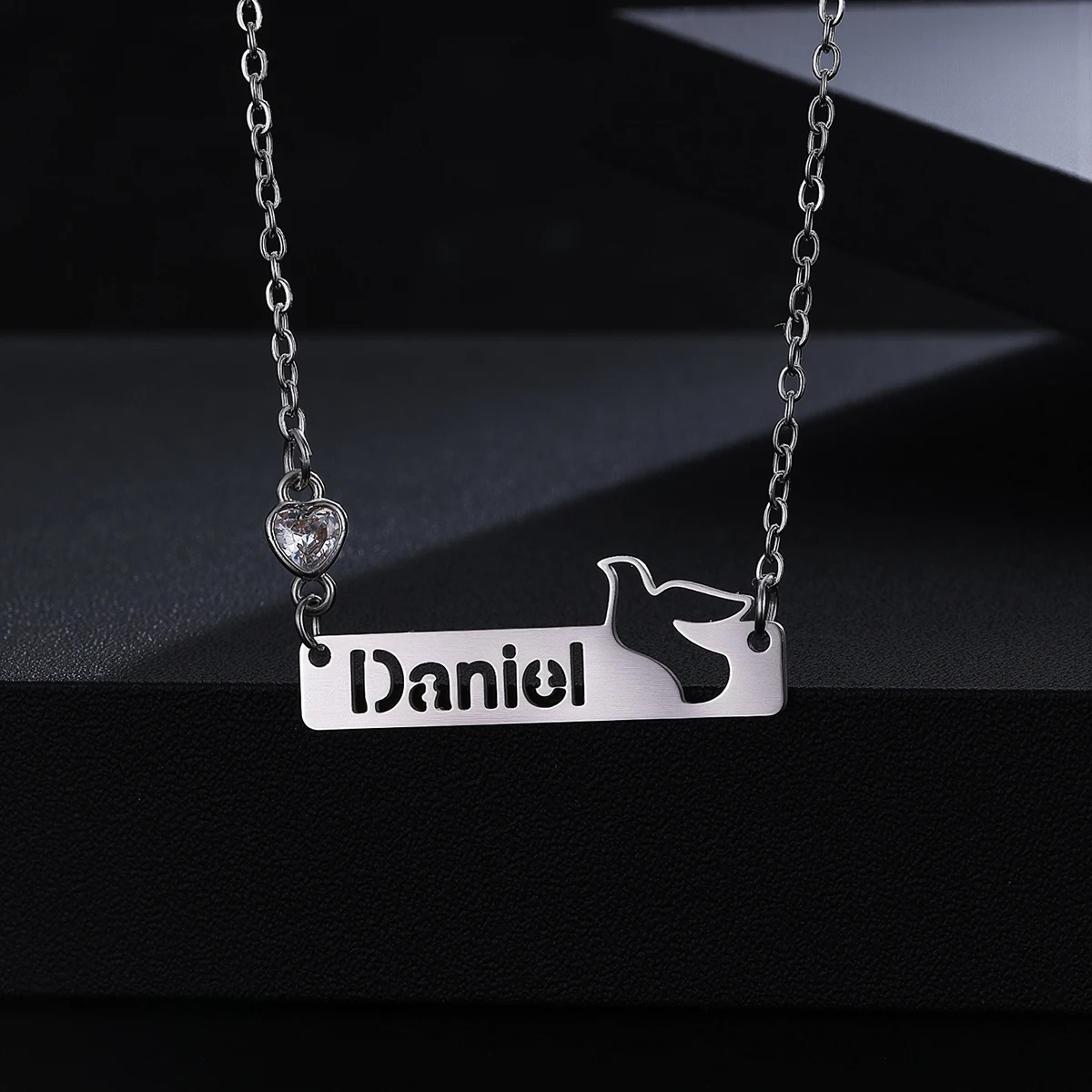 

Custom Name Stainless Steel Hollow Dove Necklace Women's Fashion Trendy Pendant Necklace