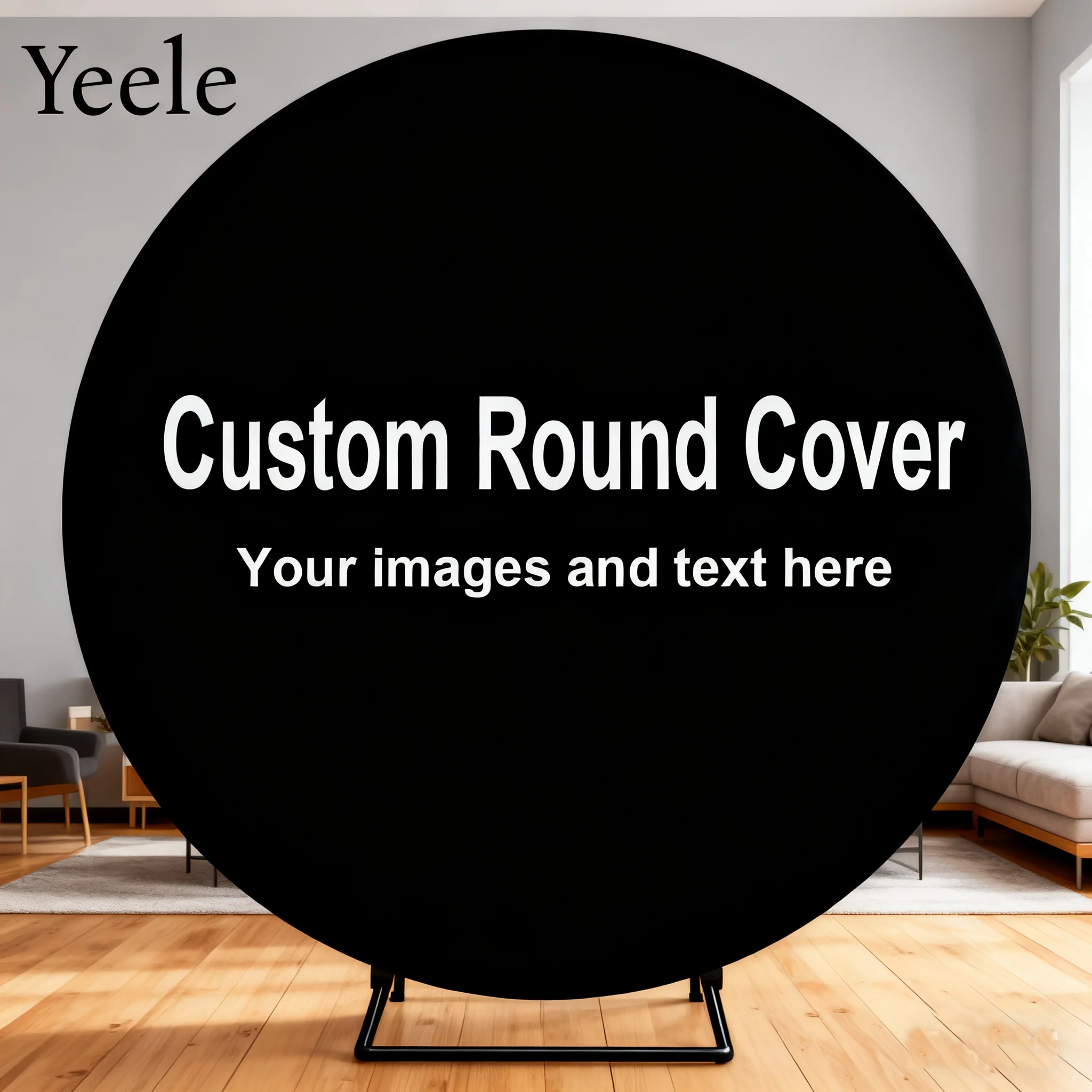Customised Photo Text Circle Backdrop Covers Wedding Baby Shower Birthday Party Decorations Round Backdrop Props ﻿