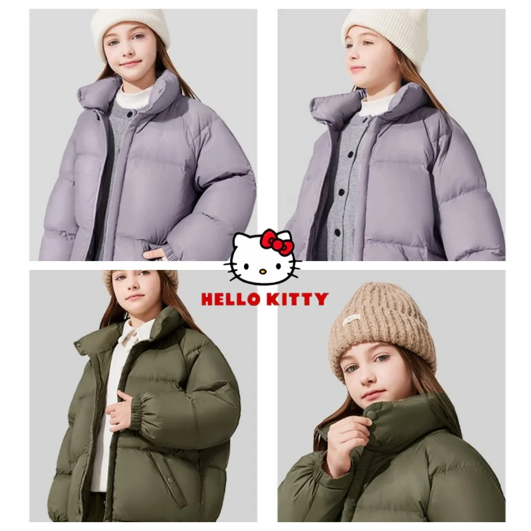 

Детская одежда Hello Kitty, зимняя пуховая куртка для детей, теплая, ветрозащитная, утолщенная пуховая куртка, удобная дышащая куртка
