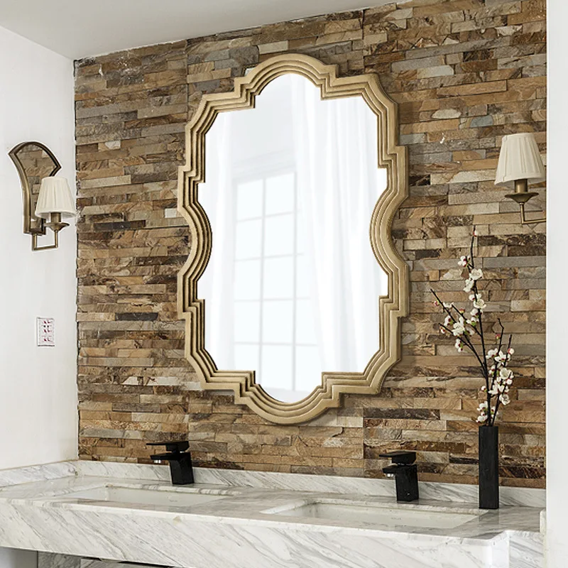 European Neoclassical wall-mounted toilet bathroom  Makeup Special-shaped enigma mirror Wall-mounted vanity mirror