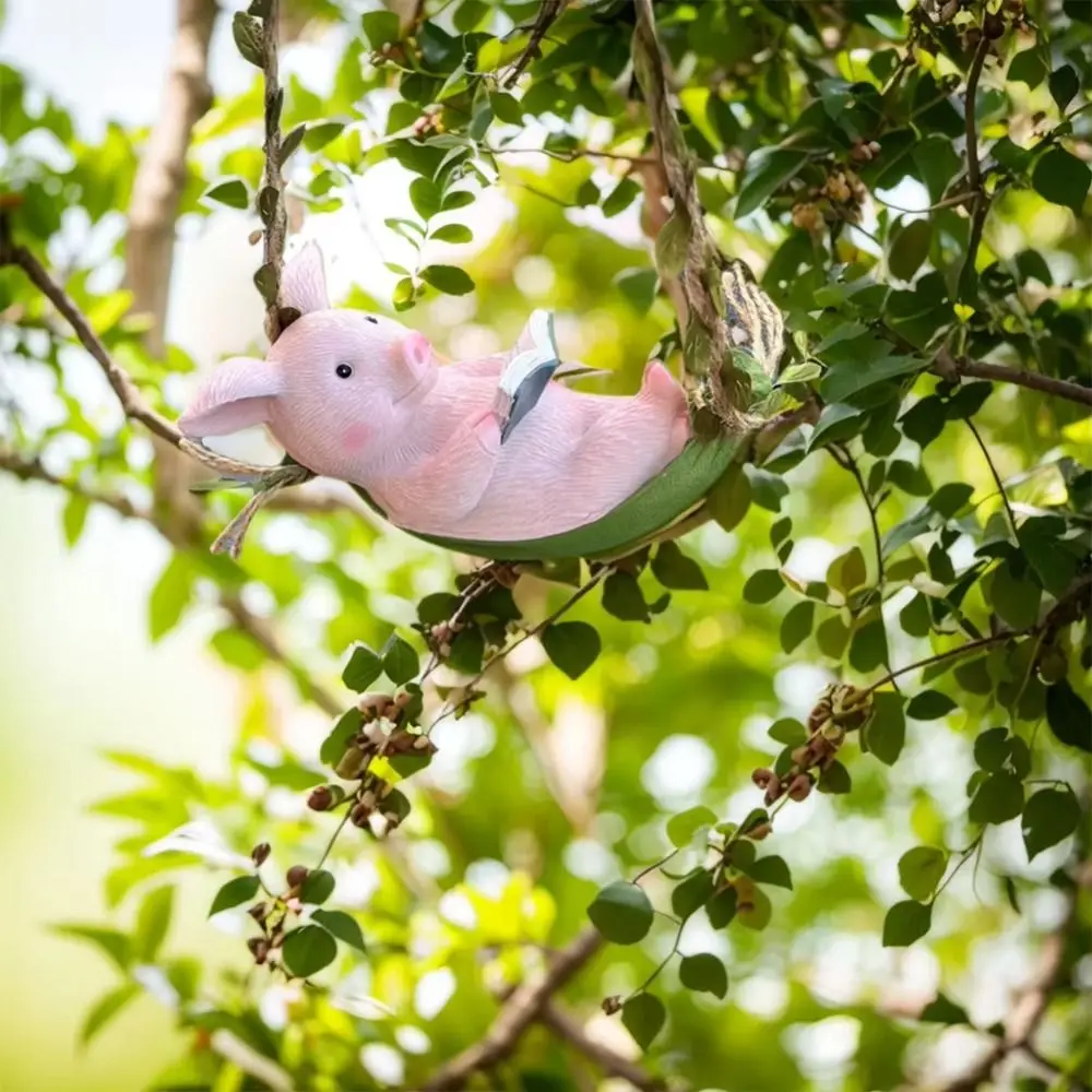 Żywiczny Królik Huśtający Się Dekoracja Ogrodowa Wodoodporny Królik na Drzewie Zwierzęta Huśtawka Królik Miniaturowe Figurki Zawieszka Ręcznie Robiona