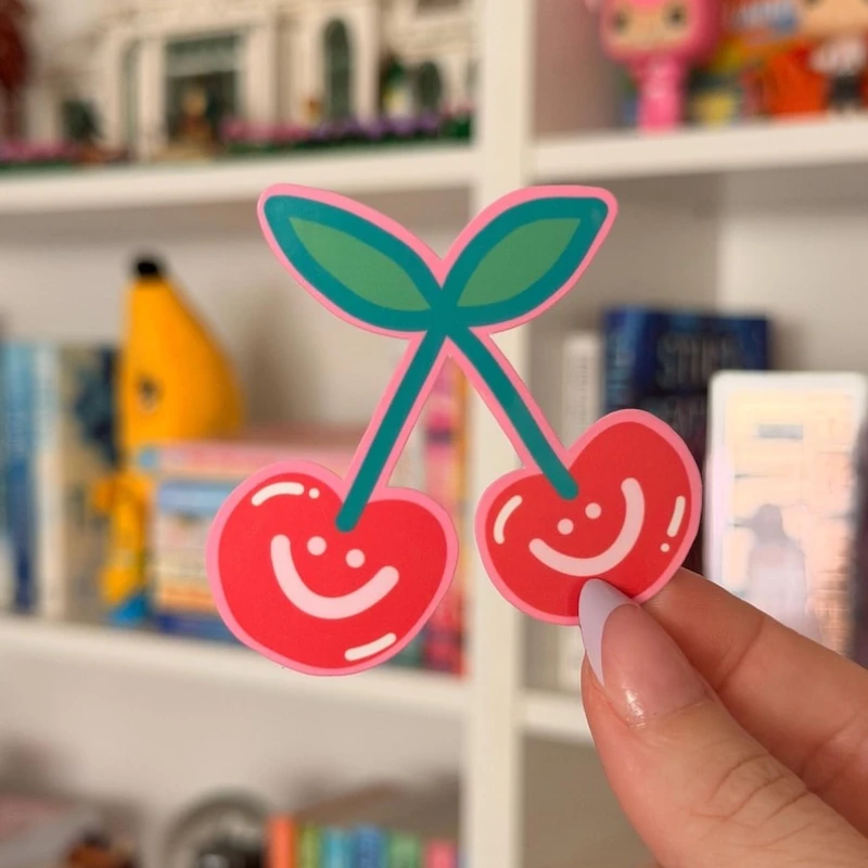 

Cherry stickers | durable vinyl stickers | cute aesthetic decals for laptops, water bottles, planners, journals, scrapbooks