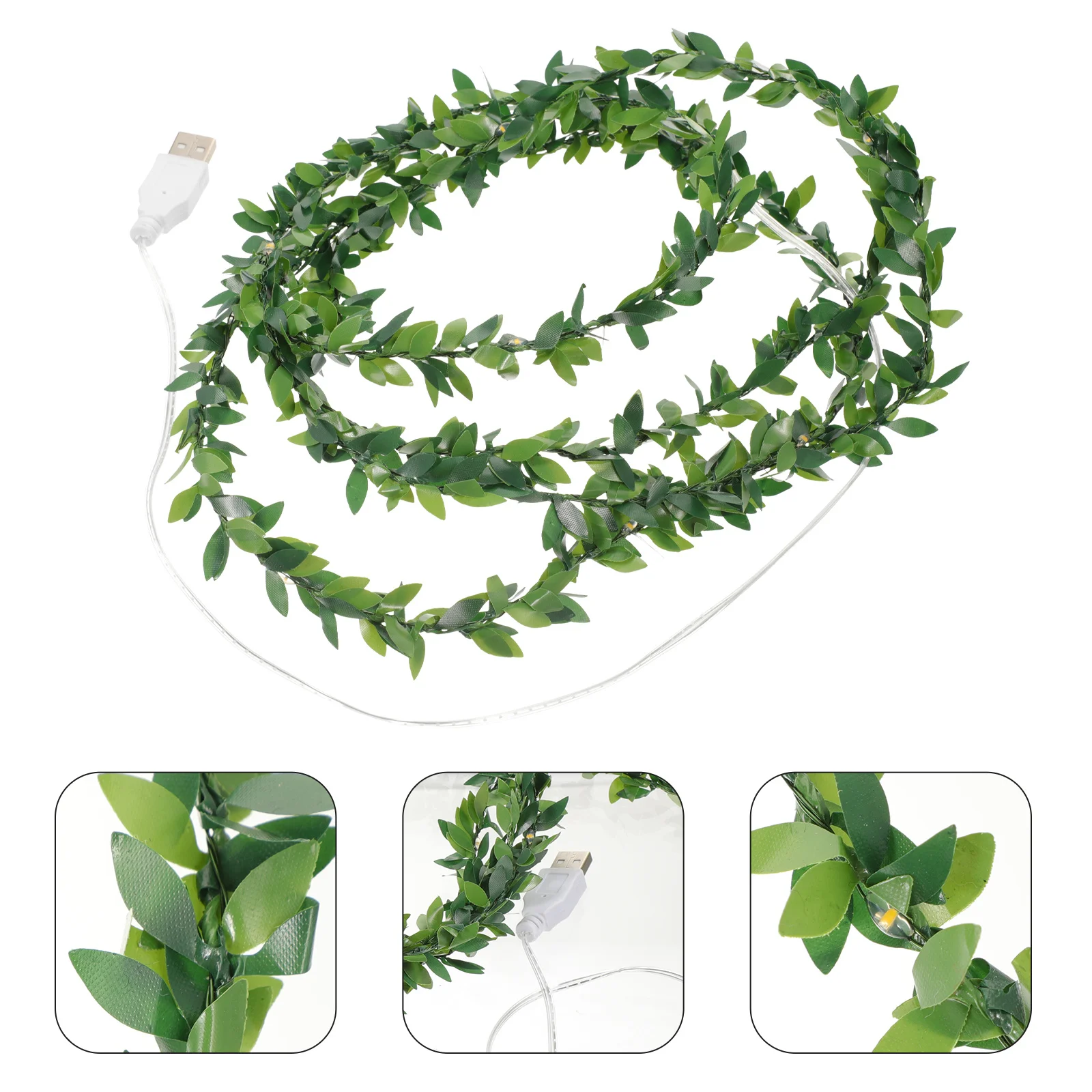 

1pc Green Leaf Vine Led String Lights Warm White For Home Garden Christmas Party Decor Outdoor Indoor Courtyard Lamp