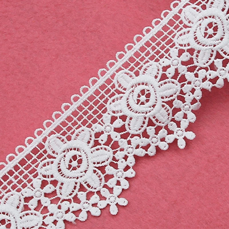 

30 ярдов кружевная лента, белая водорастворимая швейная фурнитура шириной 6,5 см, полые кружевные ткани с цветочной вышивкой