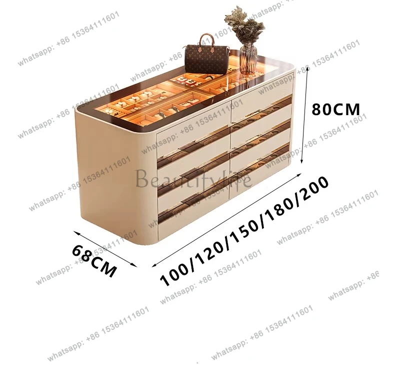 Jewelry display, cloakroom, island table, chest cabinet, light luxury, high-end bedroom, household storage cabinet