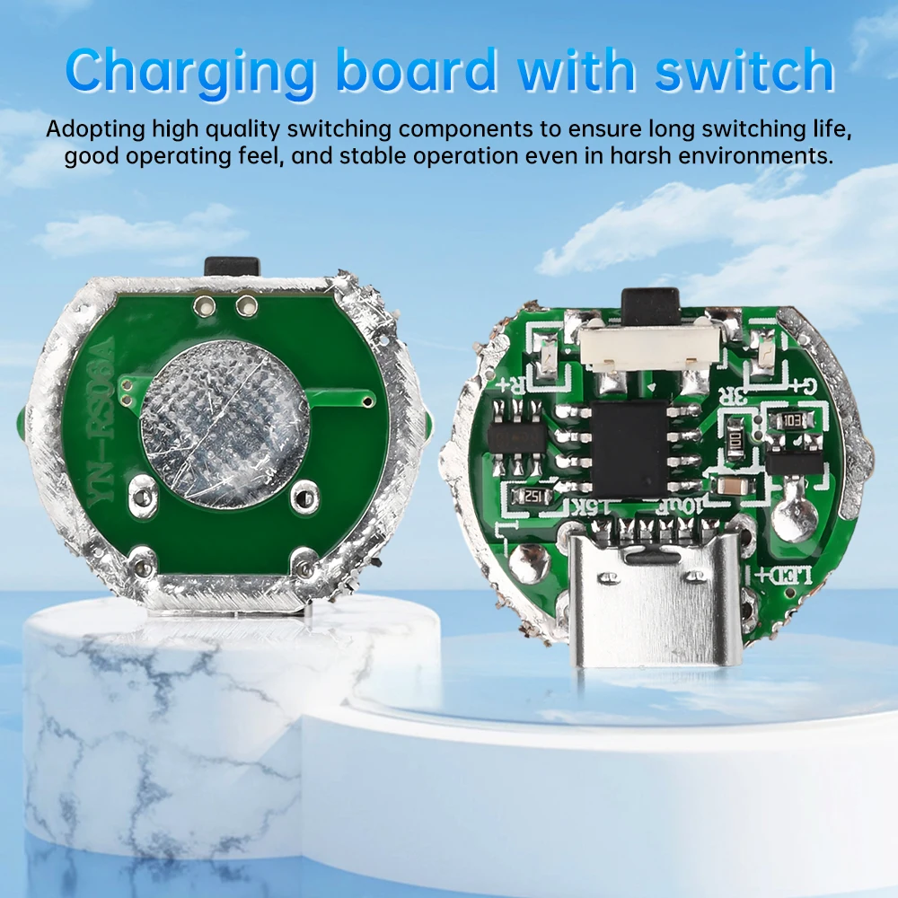 Two-Speed Flashlight Driver Circuit Board with Switch Type-C Charging Integrated Module For 10W LED Medium / High Brightness