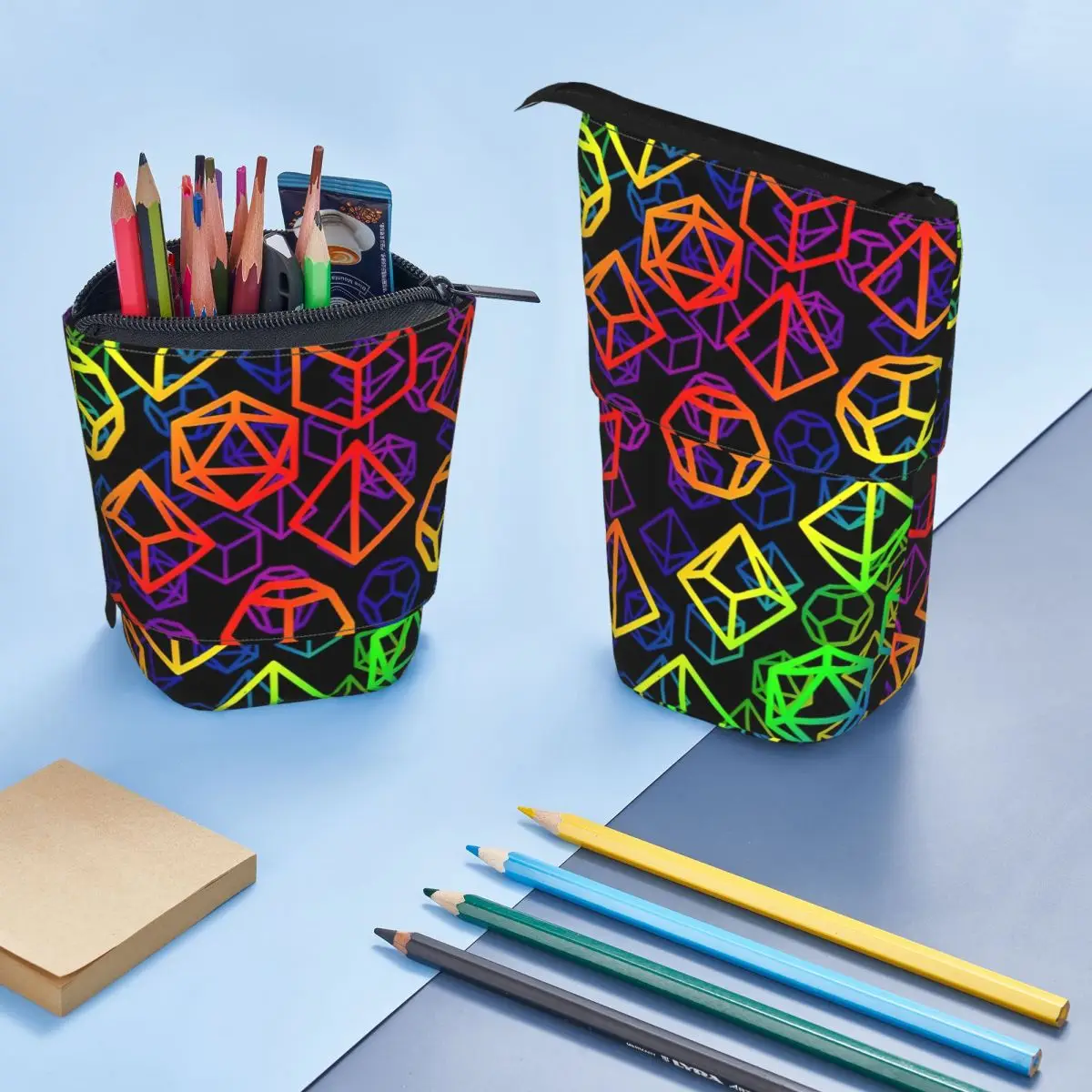 D20 Dice Pen Box Student School Zipper Pen Bag Child Stationery Bag Pencase Vertical Retractable Pencil Case