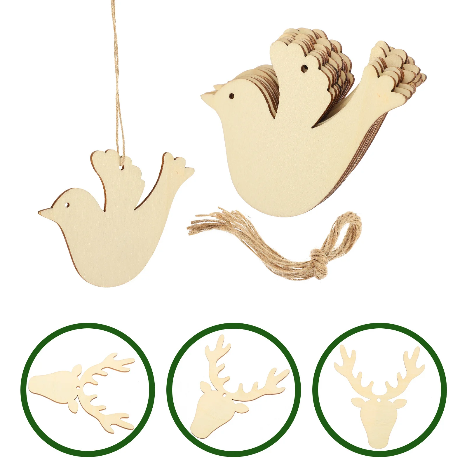 

1Set Wooden Pendants DIY Christmas Ornaments Unpainted Wood Chips for Drawing Painting Crafts Holiday Party Decoration Supplies