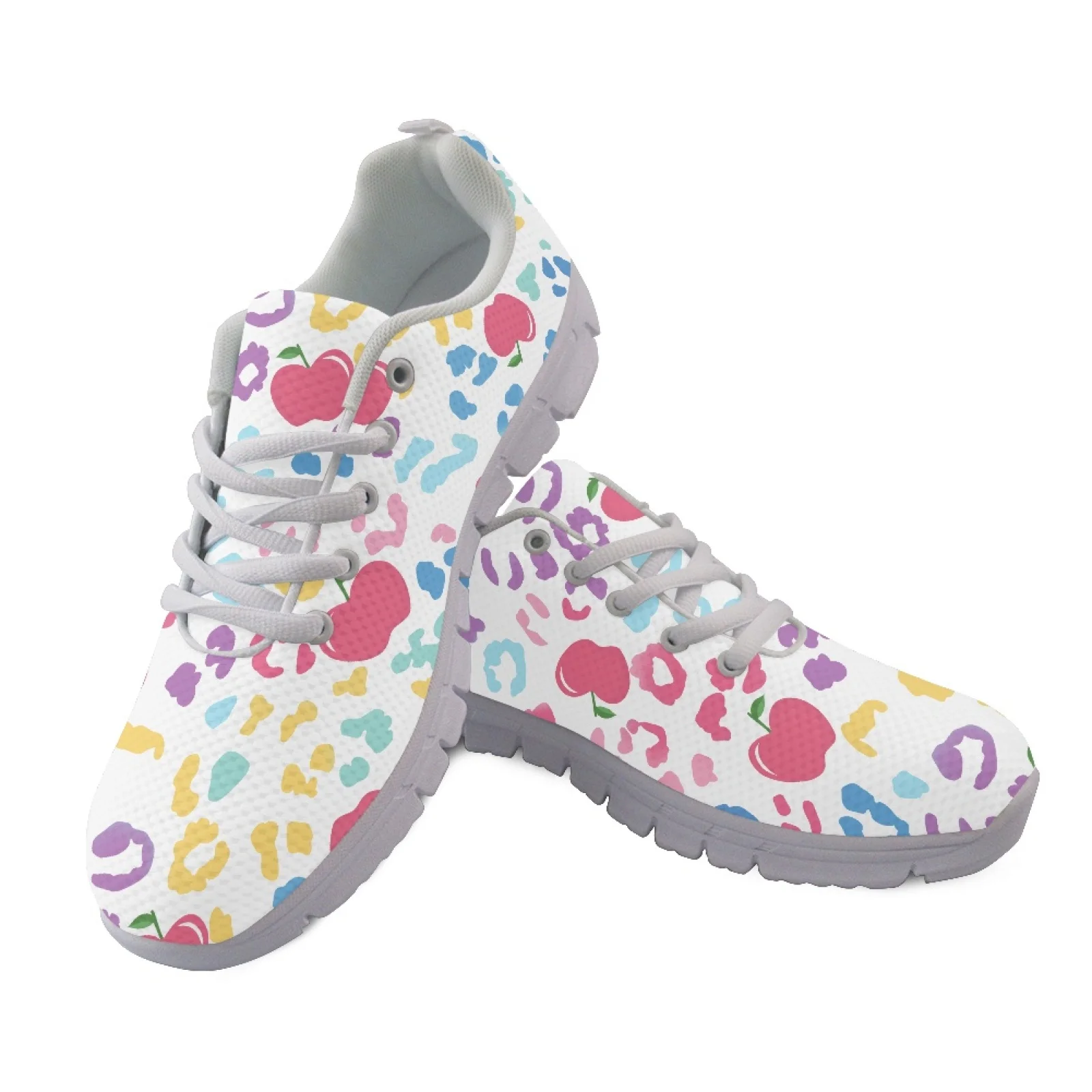 Coloranimal Apple Leopard Print Casual Training Shoes Mens Athletic Trainers Athletic Sneaker for Women Womens