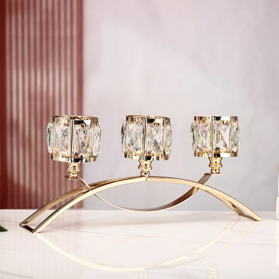 1pc 3 Arms Crystal Candle Holders Bowls Tealight Candelabra - Votive Candle Holder Ornaments Candlesticks Candle Centerpieces