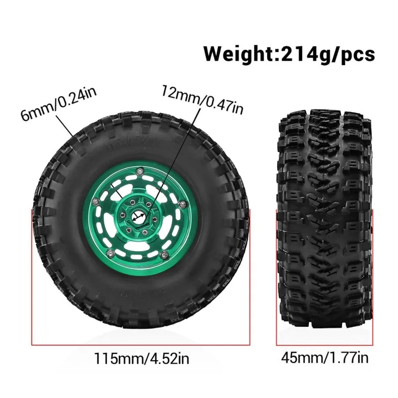 

A63T-For SCX10 TRX4 H8H 4083 2.2 Inches RC Car Wheel Rims Tires Kit 115Mm 4Pcs For CROSS RC Crawler Car Upgrades Parts