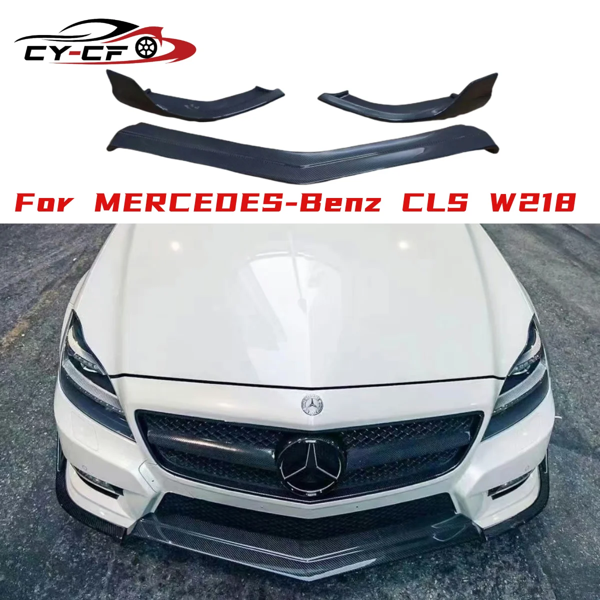 

Mercedes-Benz CLS-Class CLS300 and CLS350 models. For modification and upgrade of R-style carbon fiber front lip and front diffu