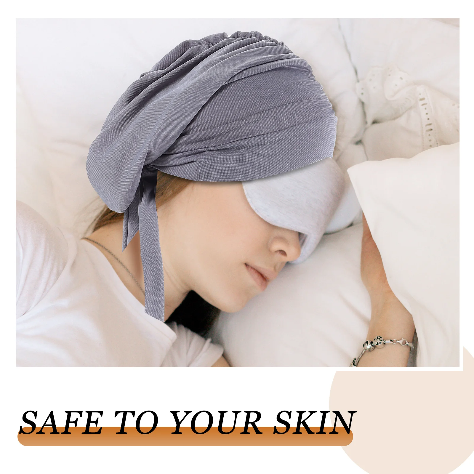 

Bow Turban Hat Shower Cap Silk Sleep Bonnet Hair Wrap for Sleeping Multifunction