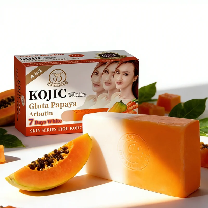 Kojic Acid Vitamin C Soap Papaya Handmade Essential Oil Soap Face Soap Body Skin-beautifying Bath Soap Non-drying Two-tone Soap