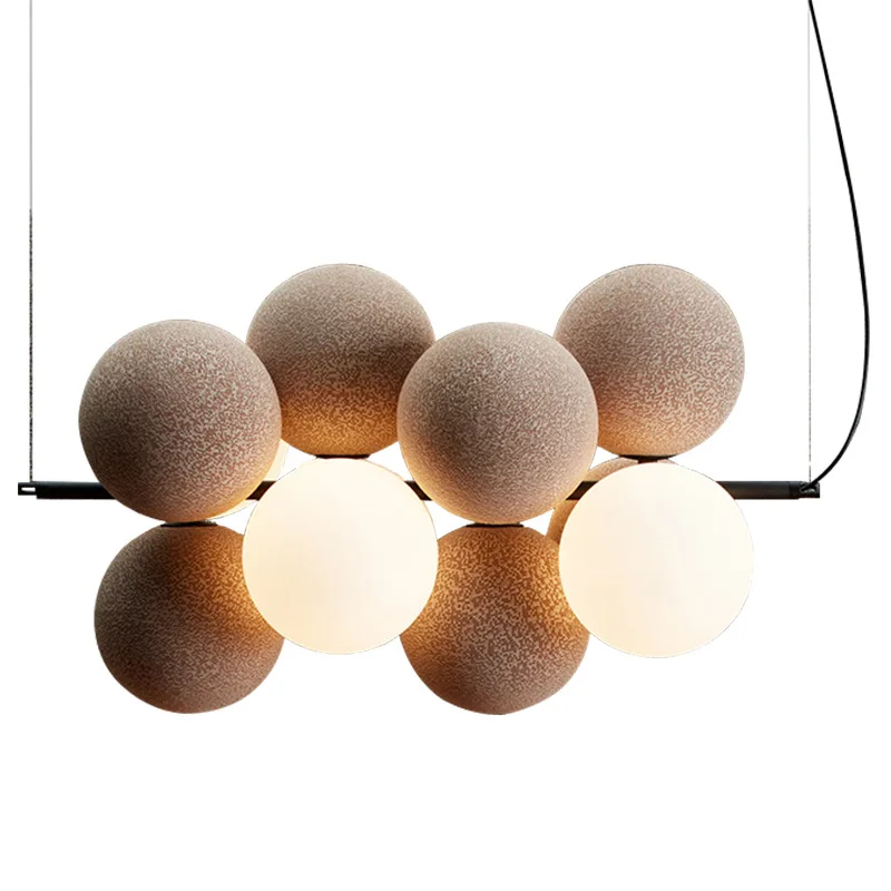 

Wabi sand wind restaurant chandelier creative villa loft apartment light Nordic flannel ball designer light luxury bar light