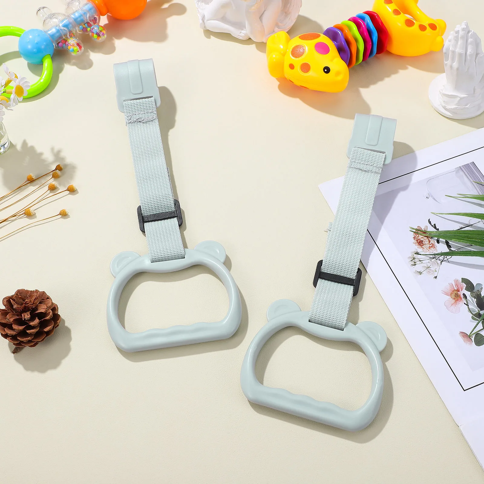 2 pezzi per lettino per neonati, anelli per trazioni, maniglia ergonomica antiscivolo per culla box, assistente per camminare per bambini, robusto