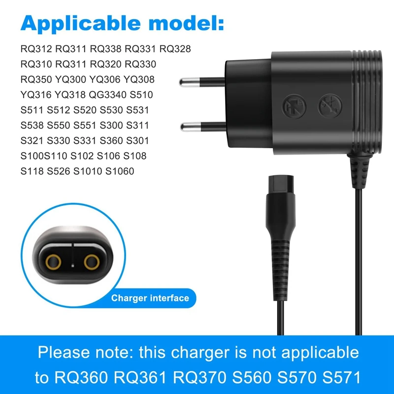 10X Suitable For  Norelco Shaver, A00390 Charger Power Cord Adapter EU Plug