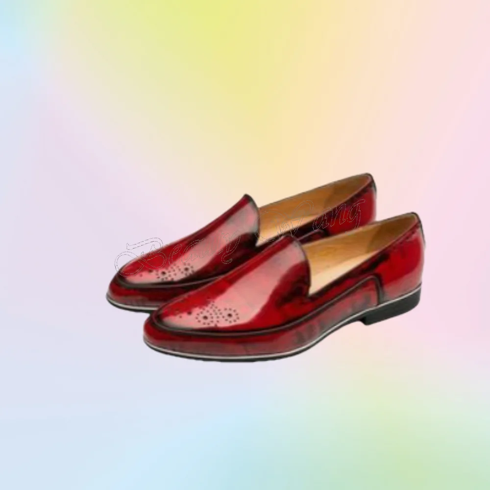 

Red Black Wedge Deocr Men Shoes Mixed Soft Pumps Men's Dress Shoes Gentlemen Slip on Party Shoes Big Size 47 Sprig Autumn