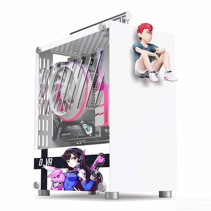 Kuyu T40 Mini ITX Chasis SFX Power Rosa Azul Portátil Escritorio Lado Transparente Blanco Pequeño Chasis