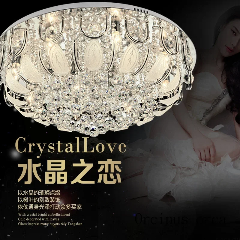 2017 الذهب جولة كريستال ضوء السقف لغرفة المعيشة داخلي مع جهاز التحكم عن بعد ديكور المنزل شحن مجاني #1