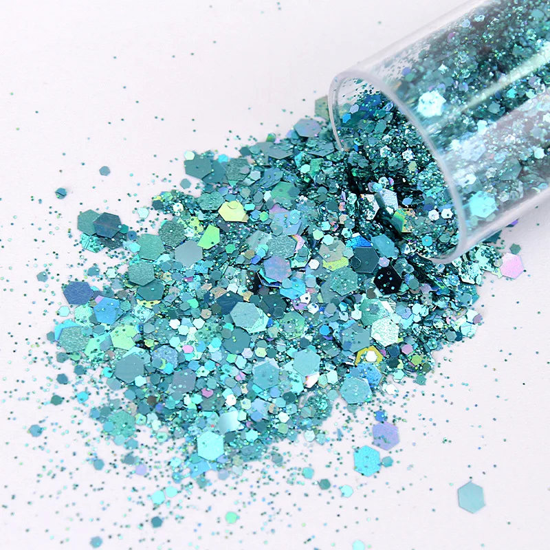 32/24/20pcs holo graphische Nagel Glitter Flocken mehrfarbige Regenbogen unregelmäßige funkelnde klobige Flocken Pulver Meerjungfrau Nail Art Decora tio