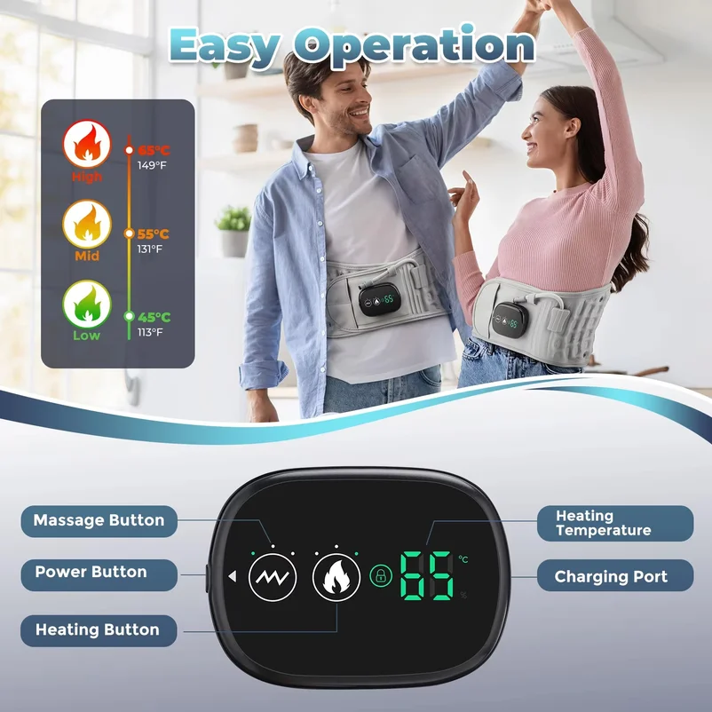 Electric Heating Waist Belt Lumbar Protector Back Decompression Brace Infrared Vibration Massage Waist Airbag Support